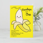 Niedlich Banana Kids 1. Geburtstag Party Kawaii Einladung (Stehend Vorderseite)