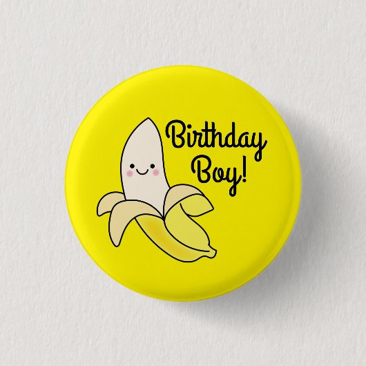Niedlich Banana Kindergeburtstag Kawaii Button (Vorderseite)