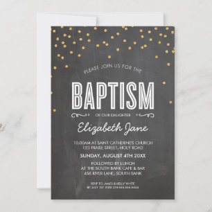 NIEDLICH BAPTISM Gold Glitzer Confetti auf Kalkboa Einladung