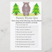 Niedlich Bären Kinderzimmer Rhyme Quiz Babydusche (Vorderseite)