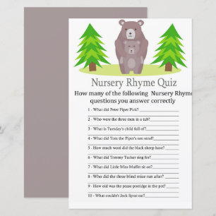 Niedlich Bären Kinderzimmer Rhyme Quiz Babydusche
