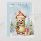 Niedlich Bären Winter Weihnachten Wasserfarbe Einladung (Vorne/Hinten)