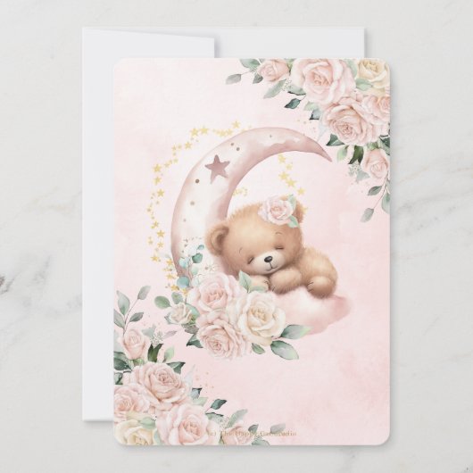 Niedlich Bärenblüte Elfenbeinblütenmädchen Kinderd Einladung (Rückseite)