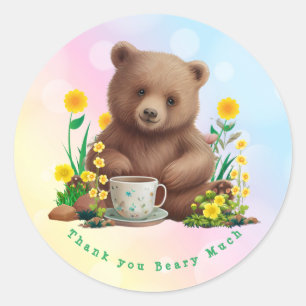 Niedlich Bärenflora Danke Beary Much Personalisier Runder Aufkleber