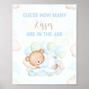 Niedlich Bärenjunge Babydusche Wie viele Küsse sig Poster