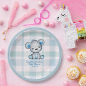 Niedlich Bärenjunge Kariert Blue Pappteller (Party)