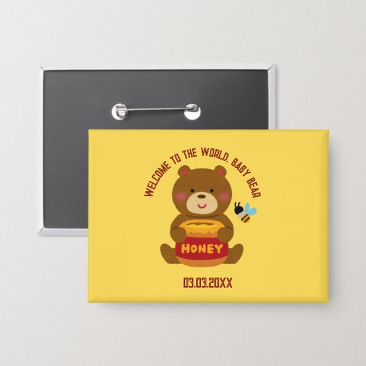 Niedlich Bärenmädchen Kinderdusche Button (Vorderseite/Rückseite)