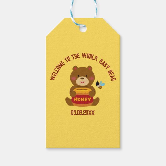 Niedlich Bärenmädchen Kinderdusche Geschenkanhänger (Vorderseite)