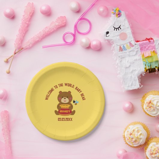 Niedlich Bärenmädchen Kinderdusche Pappteller (Party)