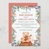 Niedlich Bärenspiel-Gitarre Flora Wasserfarben Bab Einladung (Vorne/Hinten)