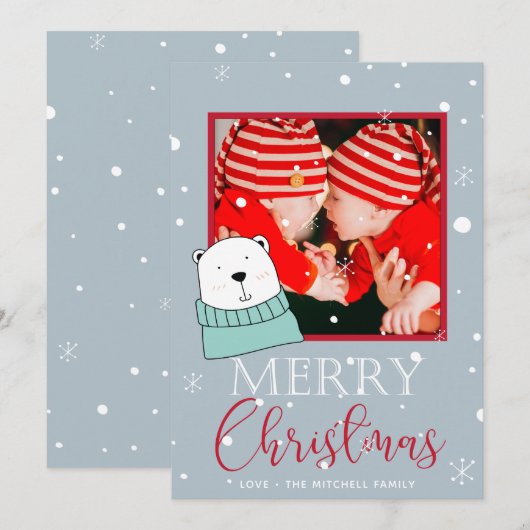 Niedlich Bärenweihnachtskarte Feiertagskarte (Vorne/Hinten)