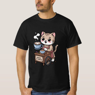 Niedlich Barista Cat Kaffee Lover T - Shirt