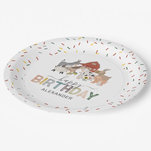 Niedlich Barnyard Birthday Party Pappteller (Schrägansicht)