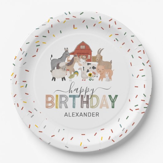 Niedlich Barnyard Birthday Party Pappteller (Vorderseite)