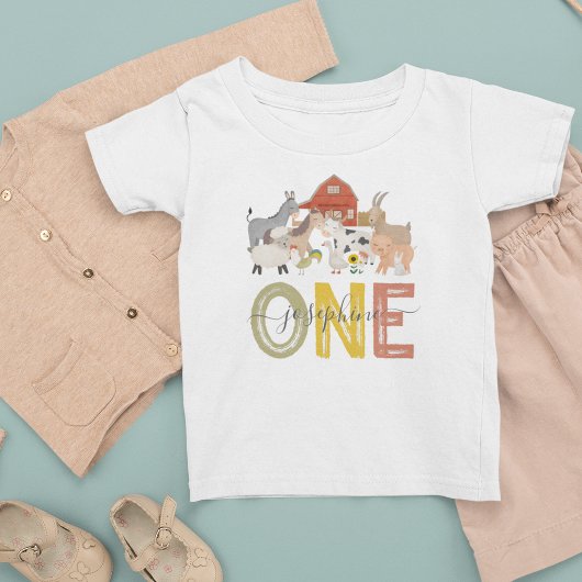 Niedlich Barnyard First Birthday Baby T - Shirt