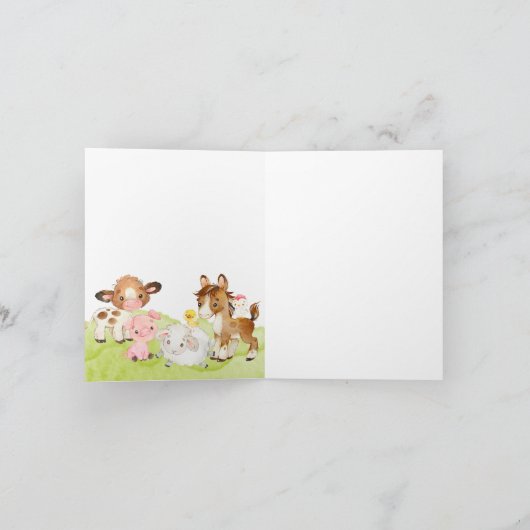 Niedlich Barnyard Friends Kinderdusche Danke (Innenseite)