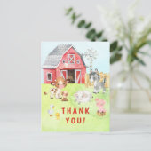 Niedlich Barnyard Friends Kinderdusche Danke Postkarte (Stehend Vorderseite)