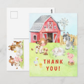 Niedlich Barnyard Friends Kinderdusche Danke Postkarte (Vorne/Hinten)