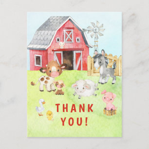 Niedlich Barnyard Friends Kinderdusche Danke Postkarte