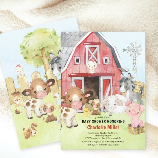 Niedlich Barnyard Friends Kinderdusche Einladung