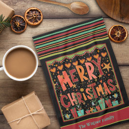 Niedlich Bart Whimsical Personalisiert Frohe Weihn Geschirrtuch