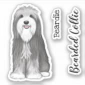 Niedlich Bartete Collie Cartoon Dog Vinyl Sticker (Vorderseite)