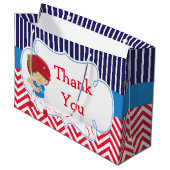 Niedlich Baseball Brünett Hair Boy Geburtstag Große Geschenktüte (Vorderseite Schrägansicht)