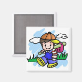 Niedlich Baseball Kid Magnet (Vorderseite/Rückseite)