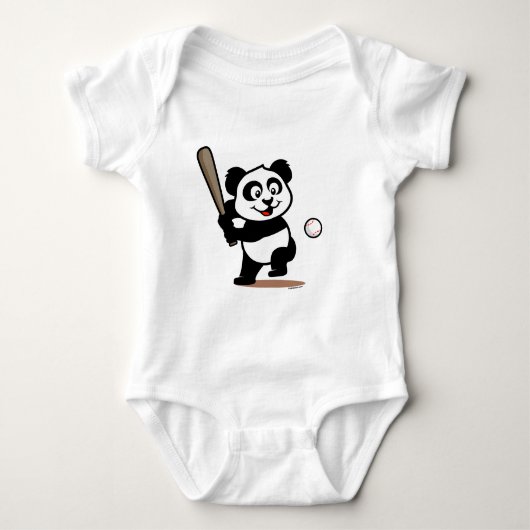 Niedlich Baseball Panda Baby Strampler (Vorderseite)