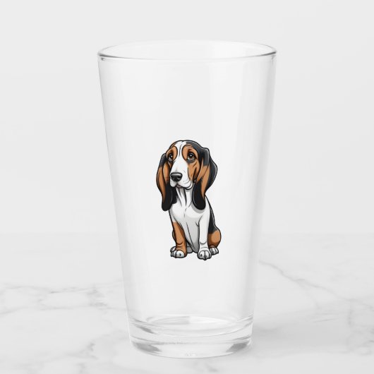 Niedlich Basset Hound Glas (Vorderseite)