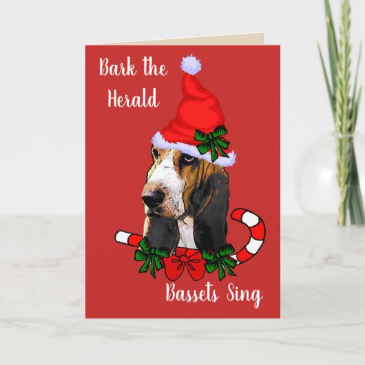 Niedlich Basset Hound Weihnachten (Vorderseite)