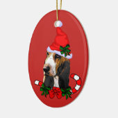Niedlich Basset Hound Weihnachten Keramik Ornament (Links)