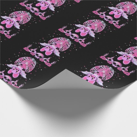 Niedlich Bat Skull Pastel Goth Skeleton Kawaii Geschenkpapier (Ecke)