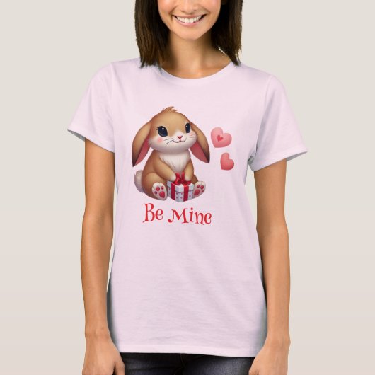 Niedlich, Be Mine Valentine's Day Hasen T-Shirt (Vorderseite)