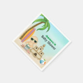 Niedlich Beach Baby Sandcastle in Surfboard Babydu Serviette (Ecke)