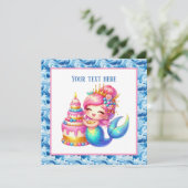 Niedlich Beach Birthday Meerjungfrau personalisier Einladung (Stehend Vorderseite)