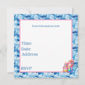 Niedlich Beach Birthday Meerjungfrau personalisier Einladung (Rückseite)