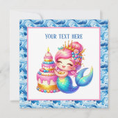 Niedlich Beach Birthday Meerjungfrau personalisier Einladung (Vorderseite)