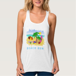 Niedlich Beach Bum Fun Farbenfrohe Frauen T - Shir Tank Top