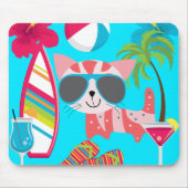 Niedlich Beach Bum Kitty Cat Sonnenbrille Beach Ba Mousepad (Vorne)