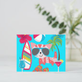 Niedlich Beach Bum Kitty Cat Sonnenbrille Beach Ba Postkarte (Stehend Vorderseite)