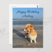 Niedlich Beach Corgi Personalisiert Happy Birthday Postkarte (Vorne/Hinten)