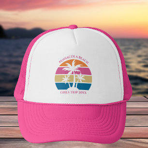 Niedlich Beach Girls Trip Palmen Bäume Custom Pink Truckerkappe