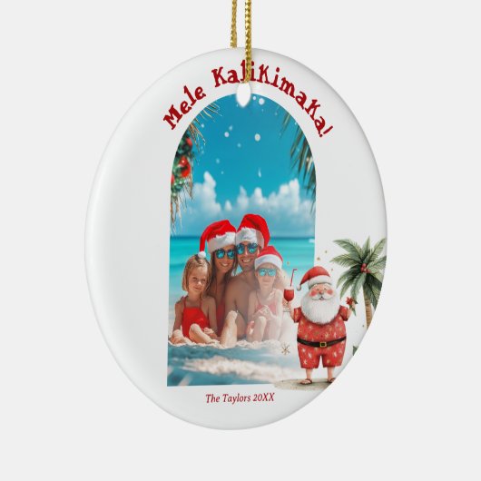 Niedlich Beach Hawaii Mele Kalikimaka Foto Keramik Ornament (Rechts)