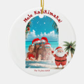Niedlich Beach Hawaii Mele Kalikimaka Foto Keramik Ornament (Vorne)