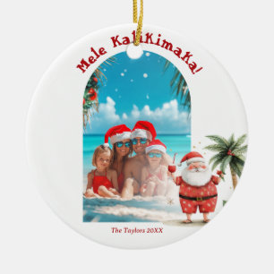 Niedlich Beach Hawaii Mele Kalikimaka Foto Keramik Ornament