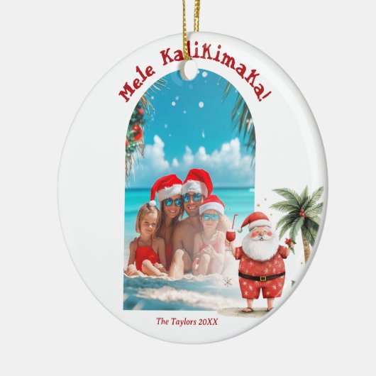 Niedlich Beach Hawaii Mele Kalikimaka Foto Keramik Ornament (Links)