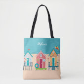 Niedlich Beach Huts Sommerurlaub Personalisiert Tasche (Vorderseite)