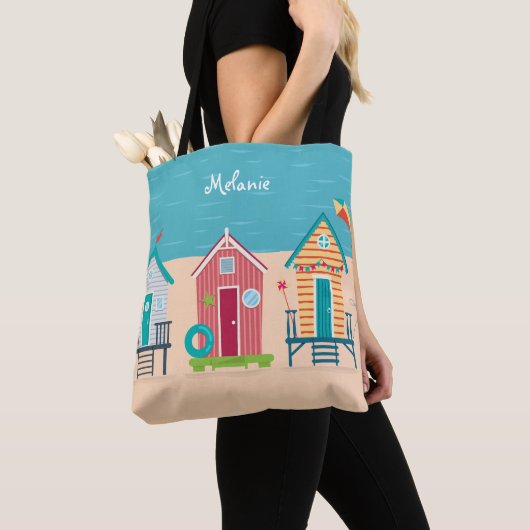 Niedlich Beach Huts Sommerurlaub Personalisiert Tasche (Von Nahem)