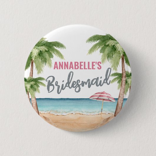 Niedlich Beach Junggeselinnen-Abschied Bridesmaid Button (Vorderseite)